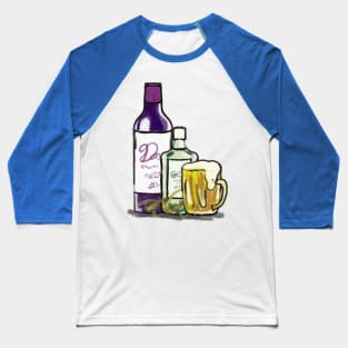 Beer, Gin, and wine Baseball T-Shirt